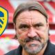 Leeds United manager Daniel Farke, Leeds United badge.