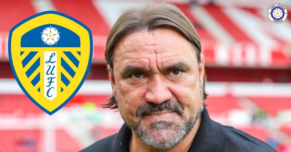 Leeds United manager Daniel Farke, Leeds United badge.