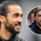 Dominic Calvert-Lewin looking at Daniel Farke in a circular insert.