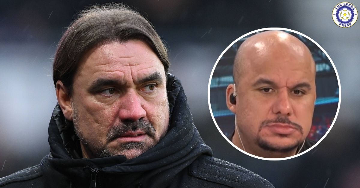 Leeds United manager Daniel Farke, Gabby Agbonlahor in a circular insert