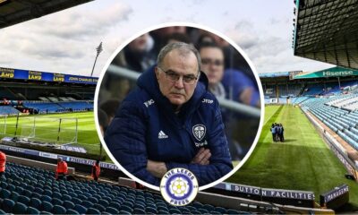 Former Leeds United manager Marcelo Bielsa in a circular insert with Elland Road in the background.