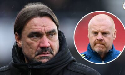 Leeds United manager Daniel Farke, Nottingham Forest manager Sean Dyche in a circular insert.