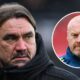 Leeds United manager Daniel Farke, Nottingham Forest manager Sean Dyche in a circular insert.