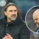 Leeds United manager Daniel Farke, Nottingham Forest manager Sean Dyche in a circular insert.