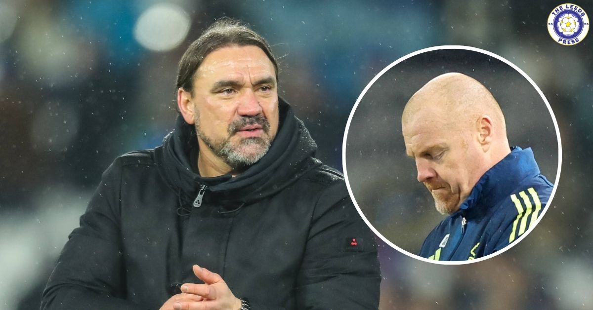 Leeds United manager Daniel Farke, Nottingham Forest manager Sean Dyche in a circular insert.