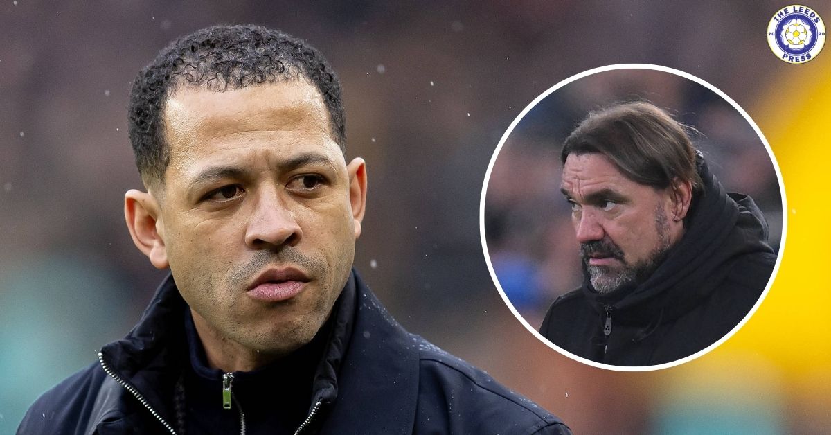 Chelsea manager Liam Rosenior, Leeds United manager Daniel Farke in a circular insert.