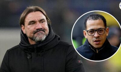 Leeds United manager Daniel Farke, Chelsea manager Liam Rosenior in a circular insert.