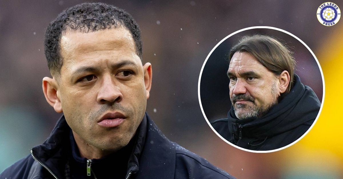 Chelsea manager Liam Rosenior, Leeds United manager Daniel Farke in a circular insert.