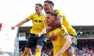 Anton Stach celebrates after scoring the winner against Forest Credit: Imago
